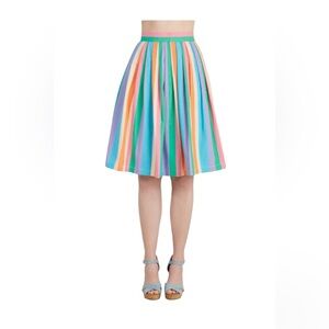 ModCloth multi color striped cotton  skirt size XlArge pink blue green pur